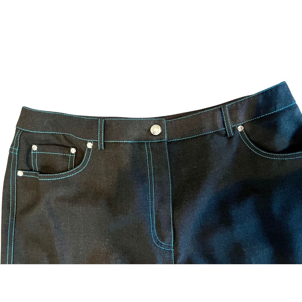CARLISLE Wool Blend Dress Pants Teal Stitching Size 12 Career Wear - Picture 2 of 7